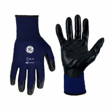 GE Nitrille Dipped Gloves, Black/Blue 13 GA, 1Pair, XL GG215XLC